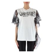 Vlam Katoenen T-shirt met Chiffon Logo Print Versace Jeans Couture , W...