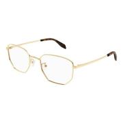 Gold Eyewear Frames Am0438O Alexander McQueen , Yellow , Unisex