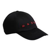 gabardine baseball cap met geborduurd logo Marni , Black , Heren