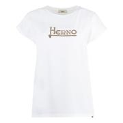 Contrasterend Logo Katoenen T-Shirt Herno , White , Dames
