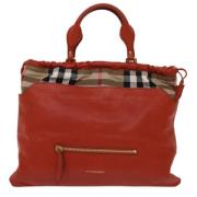 Pre-owned Leather totes Burberry Vintage , Orange , Dames