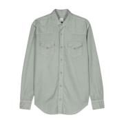 Mint Groene Poplin Western Shirt Eleventy , Green , Heren