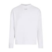 Bright White Nano Logo Sweatshirt Calvin Klein , White , Heren