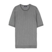 Geribbeld Zijde Grijs T-shirt Polo Barba , Gray , Heren