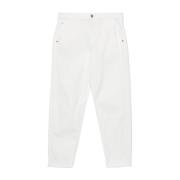 Witte Katoenmix Broek Emporio Armani , White , Dames