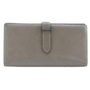 Pre-owned Leather wallets Hermès Vintage , Beige , Dames