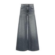 Grijze Wide Leg Denim Jeans Mother , Gray , Dames