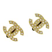 Pre-owned Metal earrings Chanel Vintage , Yellow , Dames