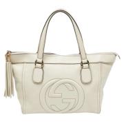 Pre-owned Leather totes Gucci Vintage , White , Dames