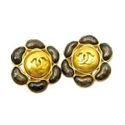 Pre-owned Metal earrings Chanel Vintage , Yellow , Dames