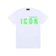 Fluorescerend icoon ronde hals T-shirt Dsquared2 , White , Heren