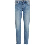 Blauwe Jeans Slim Fit Logo Patch Emporio Armani , Blue , Heren