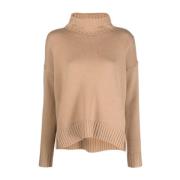 Kameel Wol-Kasjmier Roll-Neck Trui Max Mara , Brown , Dames