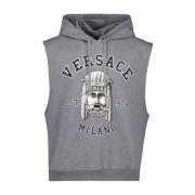 Hoodie La Maschera Mouwloos Logo Versace , Gray , Heren