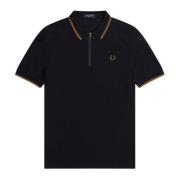 Korte mouw Crêpe Polo met Rits Fred Perry , Black , Heren