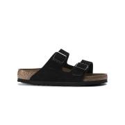 Zwarte Suède Twee-band Sandalen Birkenstock , Black , Dames