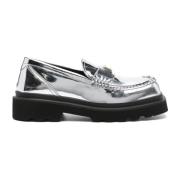 Gouden Logo Mocassin Spiegeleffect Schoenen Dolce & Gabbana , Gray , D...