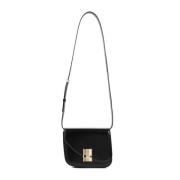 Zwarte Leren Handtas Asymmetrische Klep Salvatore Ferragamo , Black , ...