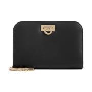 Zwarte Kalfsleren Handtas Salvatore Ferragamo , Black , Dames