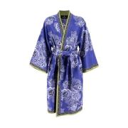 Zijden Twill Duster met Bloemenprint Etro , Blue , Dames