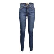 Blauwe Katoenen 5-Pocket Jeans met Knoop Kocca , Blue , Dames