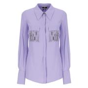 Paarse Viscose Shirt met Kraag Elisabetta Franchi , Purple , Dames