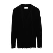 Gebreide Hoodie Pullover Laneus , Black , Heren