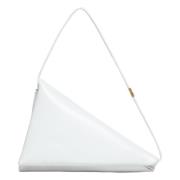Leren prisma driehoek tas Marni , White , Dames