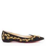 Pre-owned Suede flats Christian Louboutin Pre-owned , Black , Dames