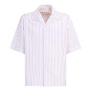Poplin bowling shirt met golvende 3d-strepen Marni , White , Heren