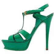 Pre-owned Leather sandals Yves Saint Laurent Vintage , Green , Dames