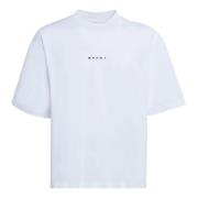 Biologisch Katoen Logo Print T-Shirt Marni , White , Heren