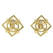 Pre-owned Metal earrings Chanel Vintage , Yellow , Dames