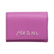 Leren drievoudige portemonnee met reparatie Marni , Purple , Dames
