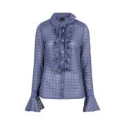 Elegante Kant Blouse Blauw Radical , Blue , Dames