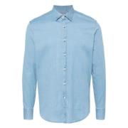 Denim Effect Shirt Canali , Blue , Heren