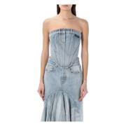 Denim Bustier Top Vetements , Blue , Dames