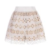 Witte Kant Shorts met Elastische Taille Elie Saab , Beige , Dames