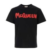 Klassiek Zwart Katoenen T-shirt Alexander McQueen , Black , Heren