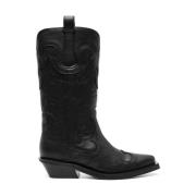 Zwarte Cowboy Laarzen met Cubaanse Hak Ganni , Black , Dames