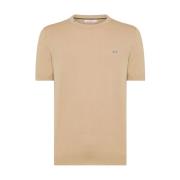 Solid Knit T-Shirt Sun68 , Beige , Heren