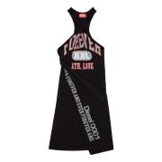 Short halterneck dress in printed jersey Diesel , Black , Dames