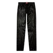 Textured waxed-leather pants Diesel , Black , Heren