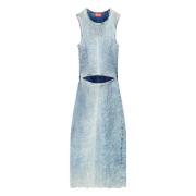 Cut-out midi dress in indigo cotton knit Diesel , Blue , Dames