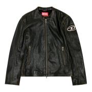 Biker jacket in wrinkled leather Diesel , Brown , Heren