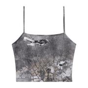 Strappy top with abstract print Diesel , Black , Dames