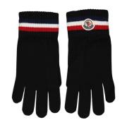 Logo Wolhandschoenen Tricolor Rand Moncler , Black , Heren