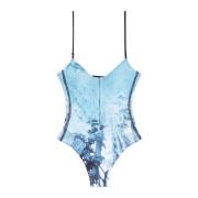 Strappy bodysuit with abstract print Diesel , Blue , Dames