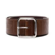 Leather belt with all-over debossed logo Diesel , Brown , Heren