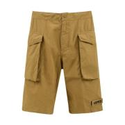 Linnen Bermuda Shorts met Zakken Aspesi , Beige , Heren